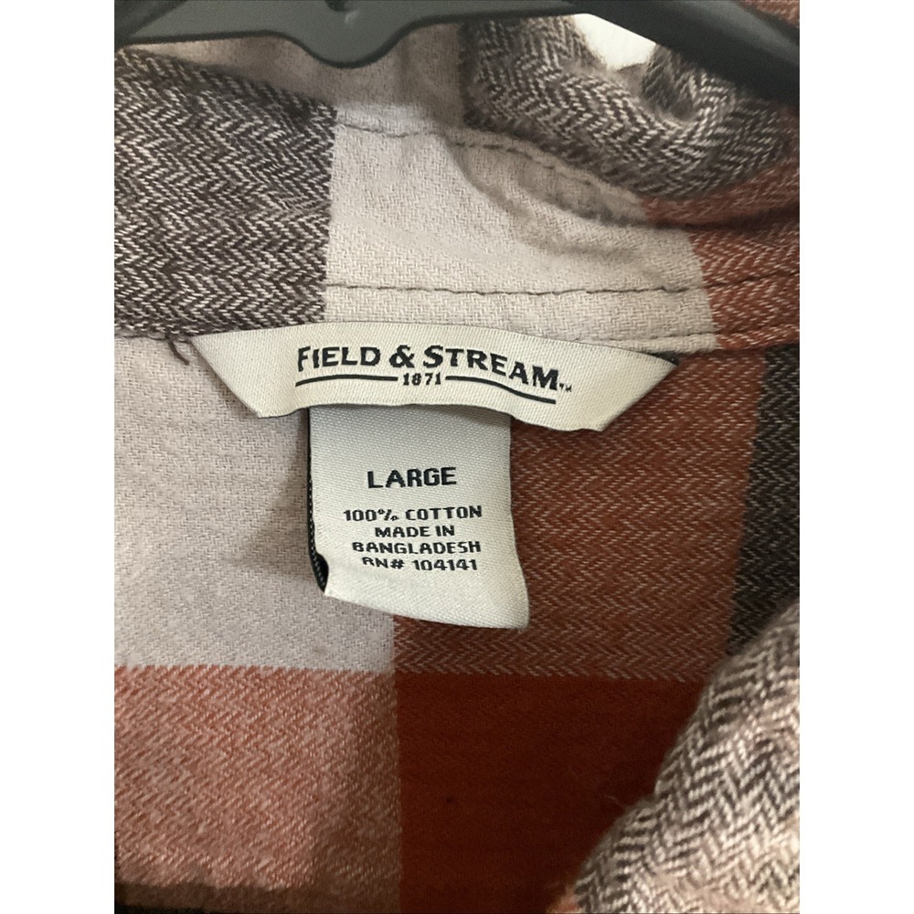 Field and Stream Flannel Shirt Size Large Plaid Button Front Long Sleeve Western - Picture 2 of 6
